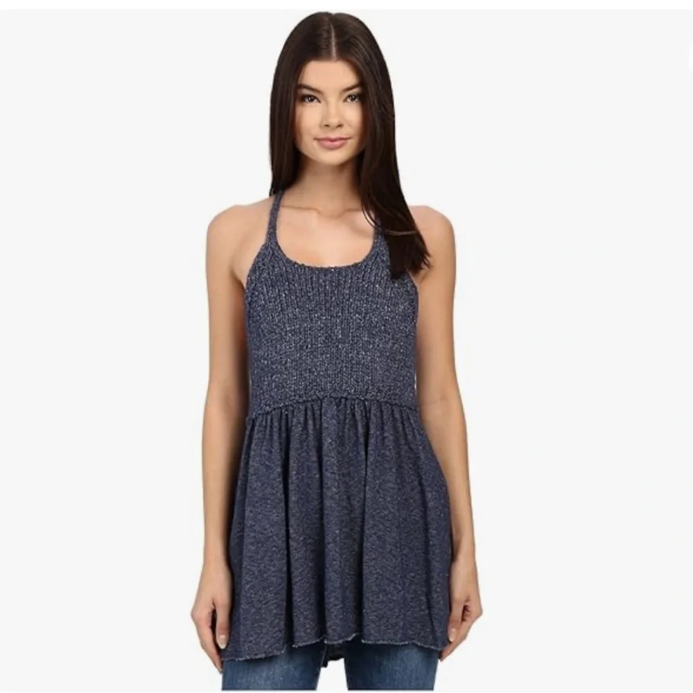 Free People Navy Textured Tunic - Picture 2 of 10